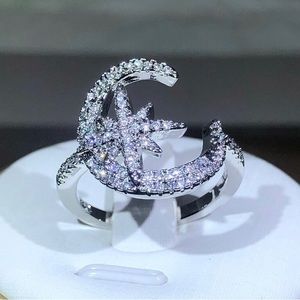 NEW 925 MOON AND STARS RING